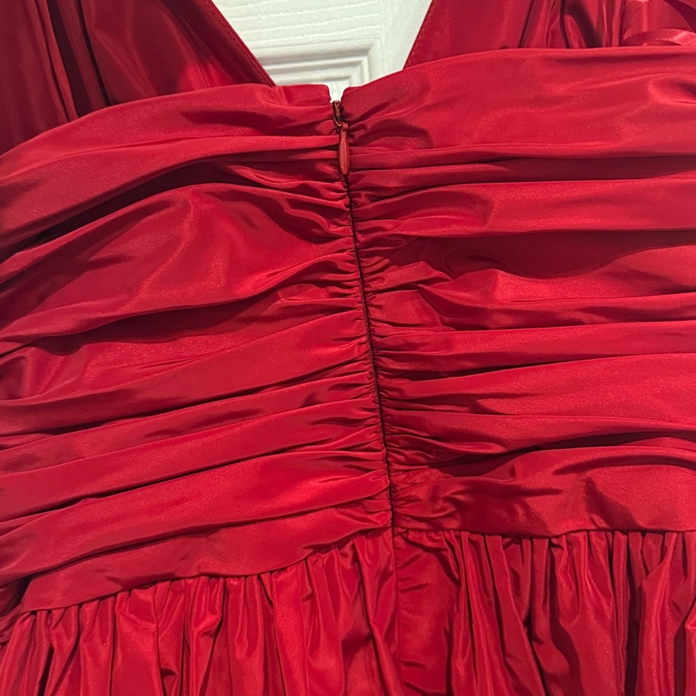 STAUD Red Ruched Mini Dress - Picture 11 of 12